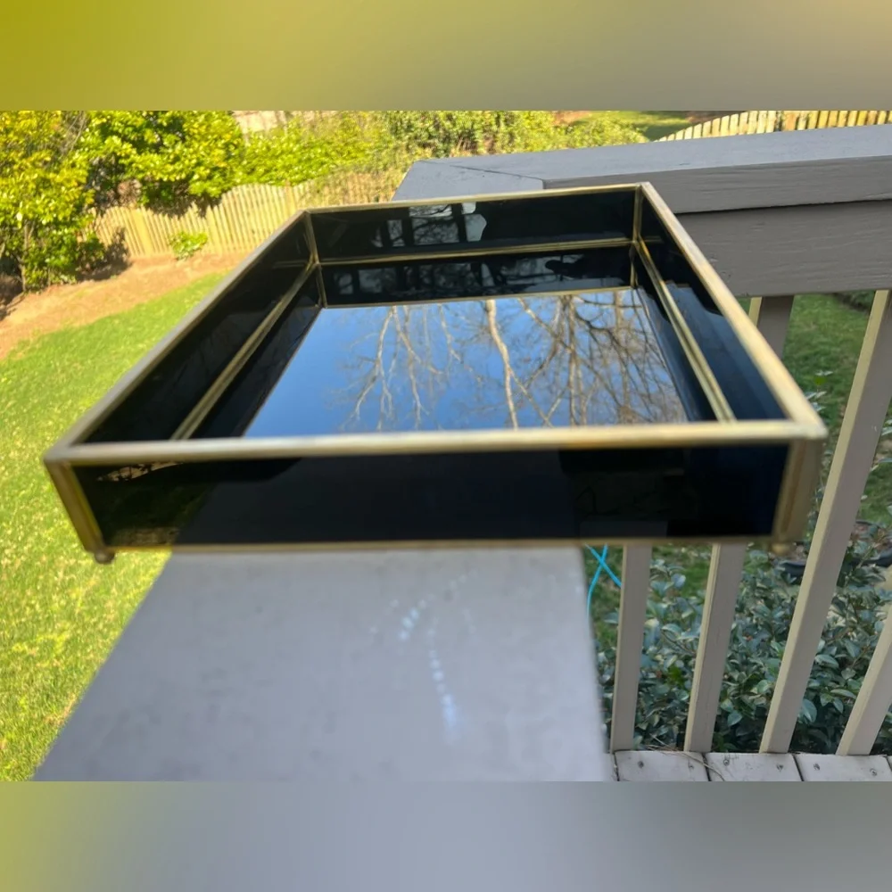 Beveled Black Glass Tray